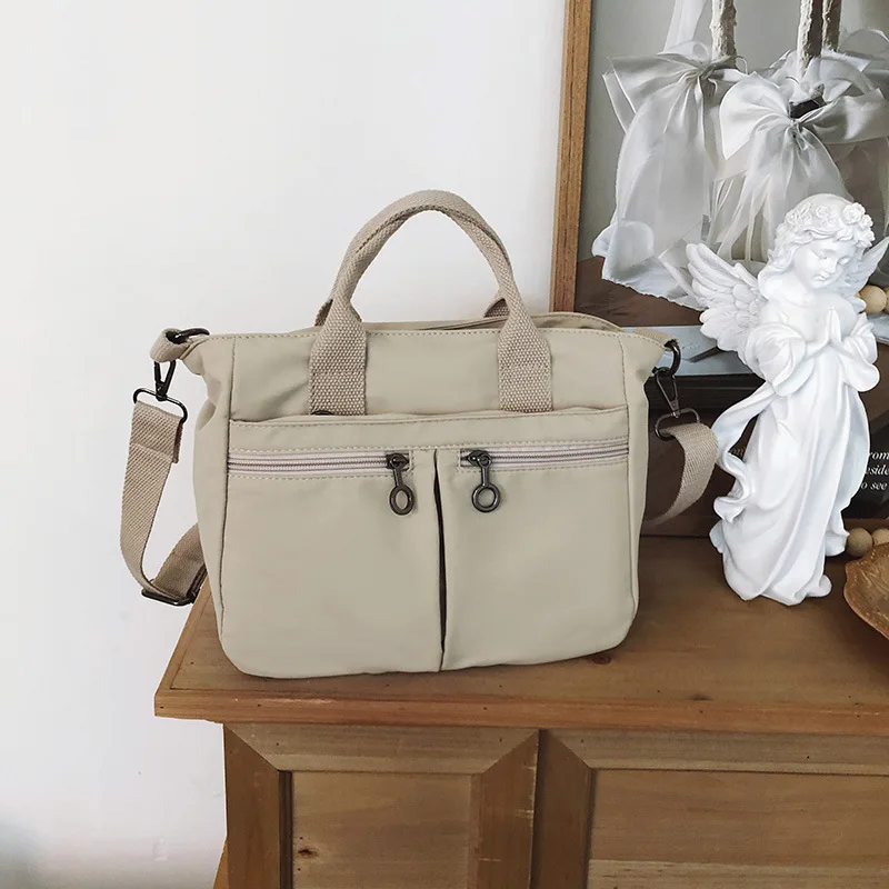 

Винтажные однотонные нейлоновые сумки через плечо для женщин, вместительная женская сумка-кроссбоди, универсальная сумка-тоут с множеством карманов