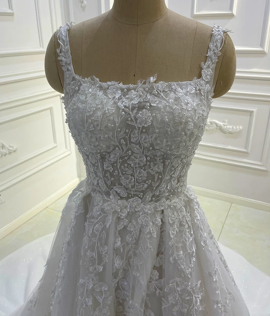 AM1456 Amanda Novais New Applique Lace A-line Beach Wedding Dress