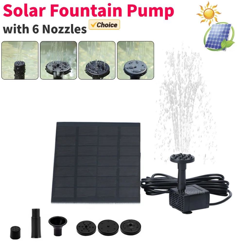 

Solar Aquarium Wave Maker Multifunctional with 6 Nozzles Pond Fountain Water Pump Decorative Props for Pool Fountain Submersible
