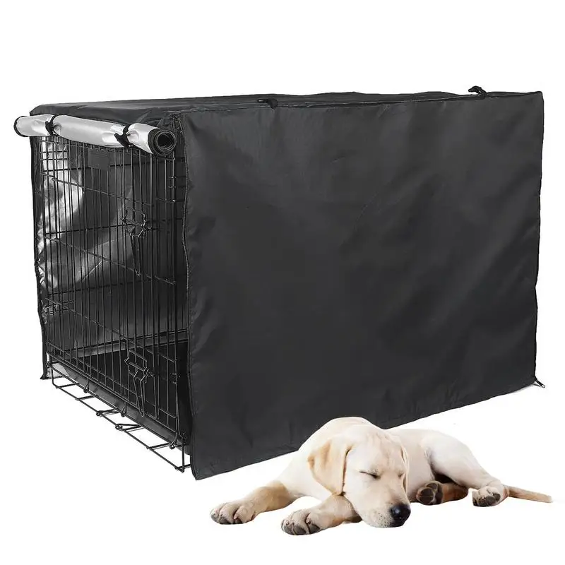 

Pet Kennel Cover Double Door Pet Kennel Cover For Wire Crate 42 Inches Heavy Duty Oxford Fabric Windproof Kennel Protector For