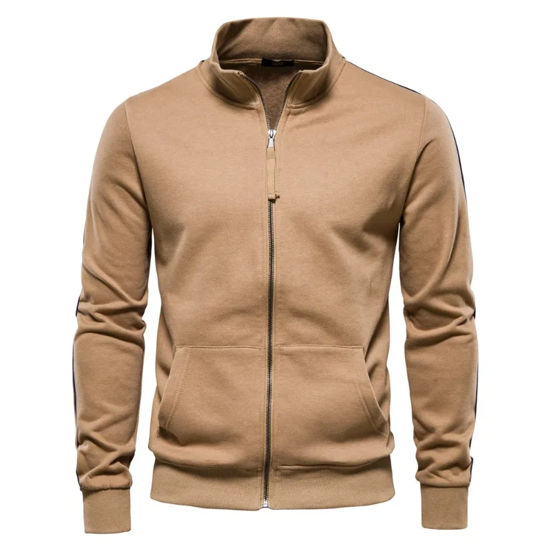 Sudadera para hombre, sudadera con diseño de cremallera de mezcla de algodón, ropa deportiva, chaqueta informal ajustada, chándal para exteriores para hombre