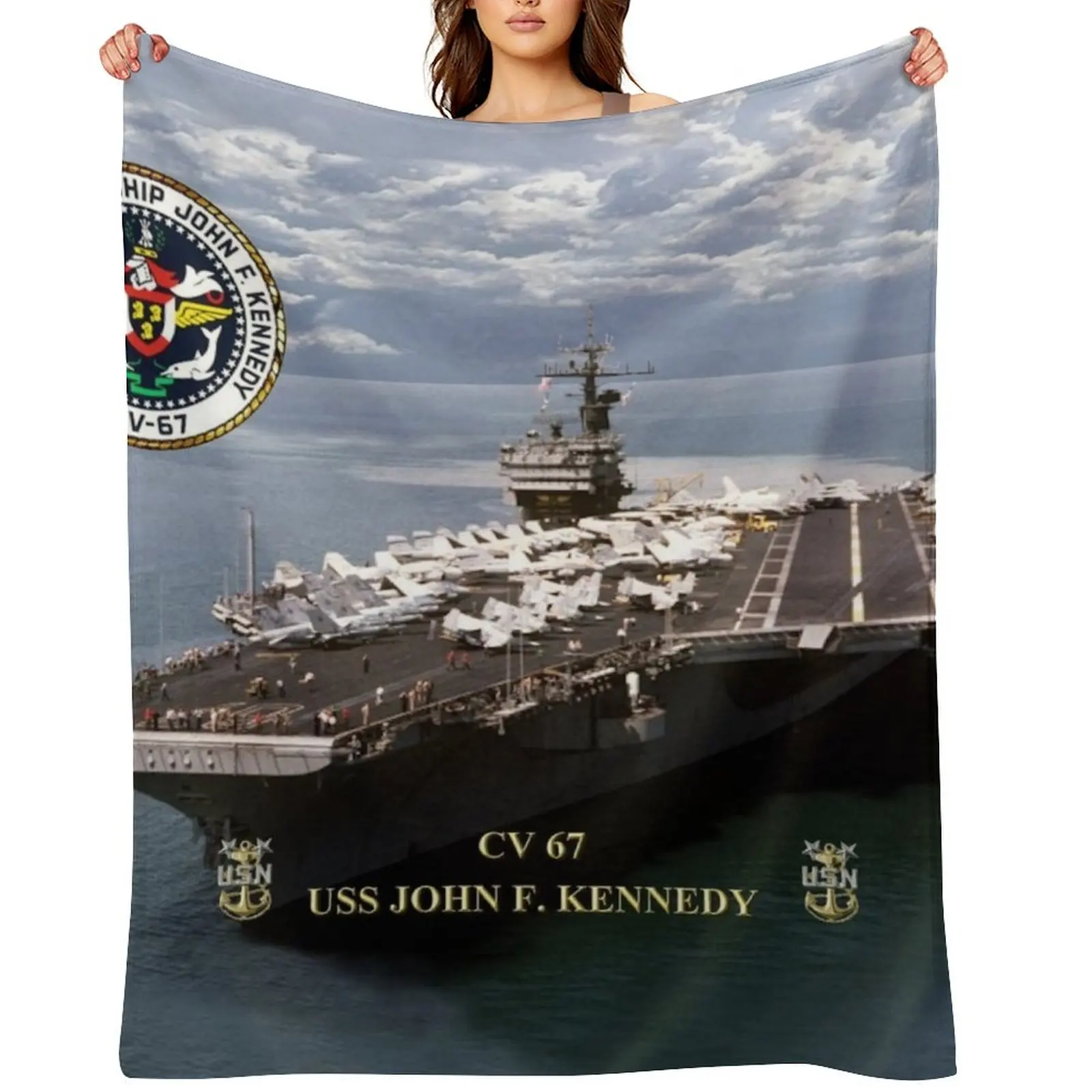 

CV-67 USS John F. Kennedy Throw Blanket Giant Sofa Kid'S Decoratives halloween Blankets