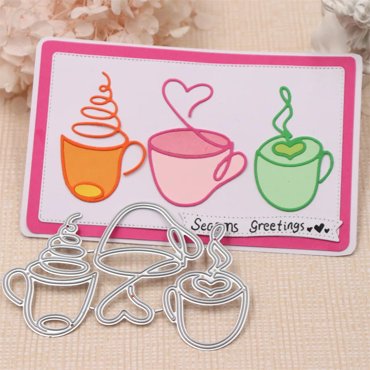 Valentine's Day Coffee Cup Metal Cutting Dies Scrapbooking Card Making Stencil Embossing Templates Crafts Celebrating 2025