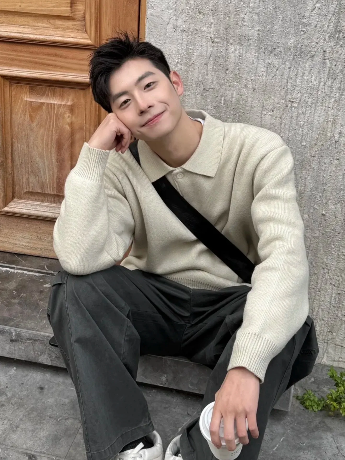 

Мужской вязаный свитер свободного кроя с воротником-стойкой и принтом совы, зимний базовый слой, повседневный, удобный, мягкий трикотаж для ежедневной носки