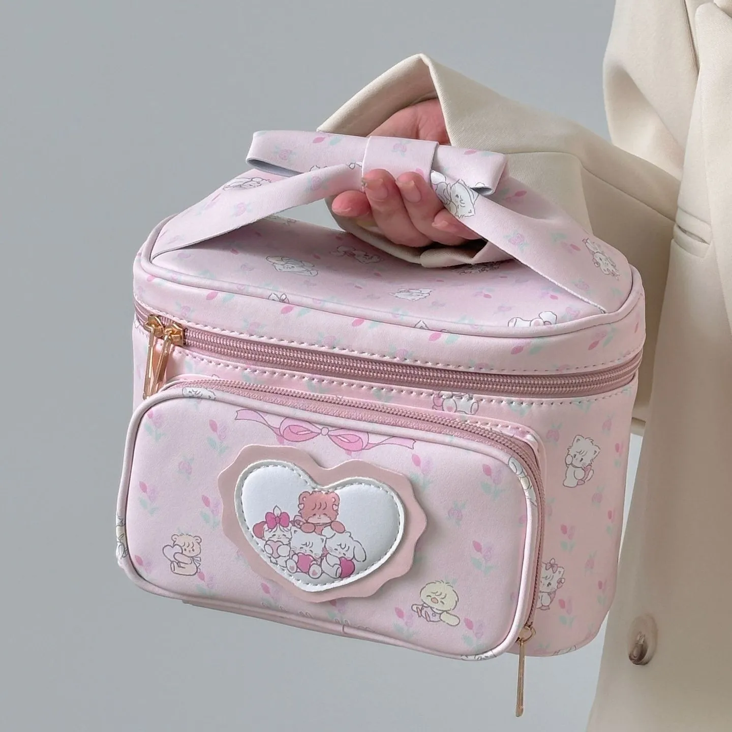 Bolsa de maquillaje de dibujos animados rosa Mikko Girl, bolsa de almacenamiento para el hogar de viaje, premio de regalo, joyería, regalo al por