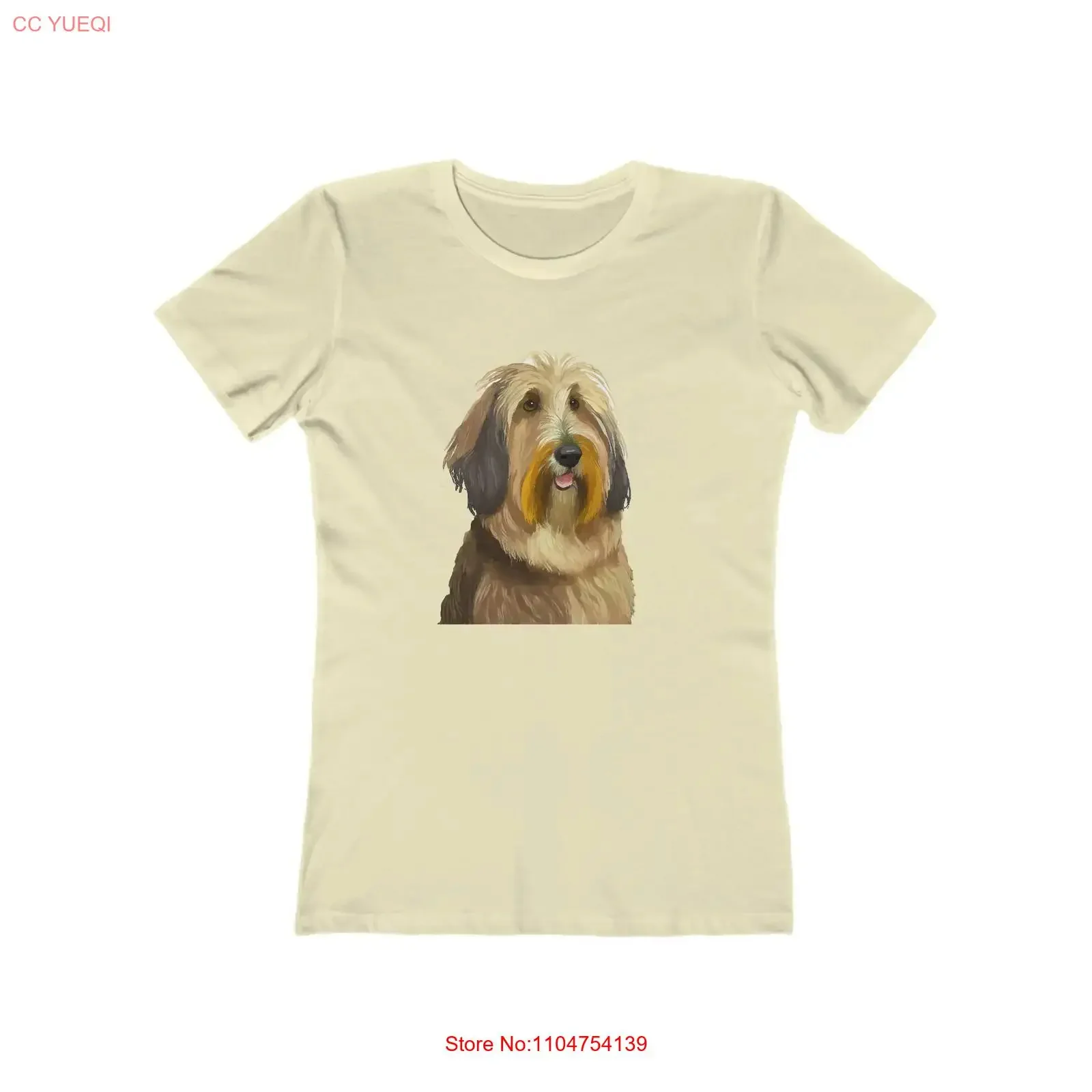 Elegante camiseta de algodón ringspun ajustada para mujer, estilo Bergamasco Sheepdog, vintage, lavada, a la moda, ligeramente ajustada.