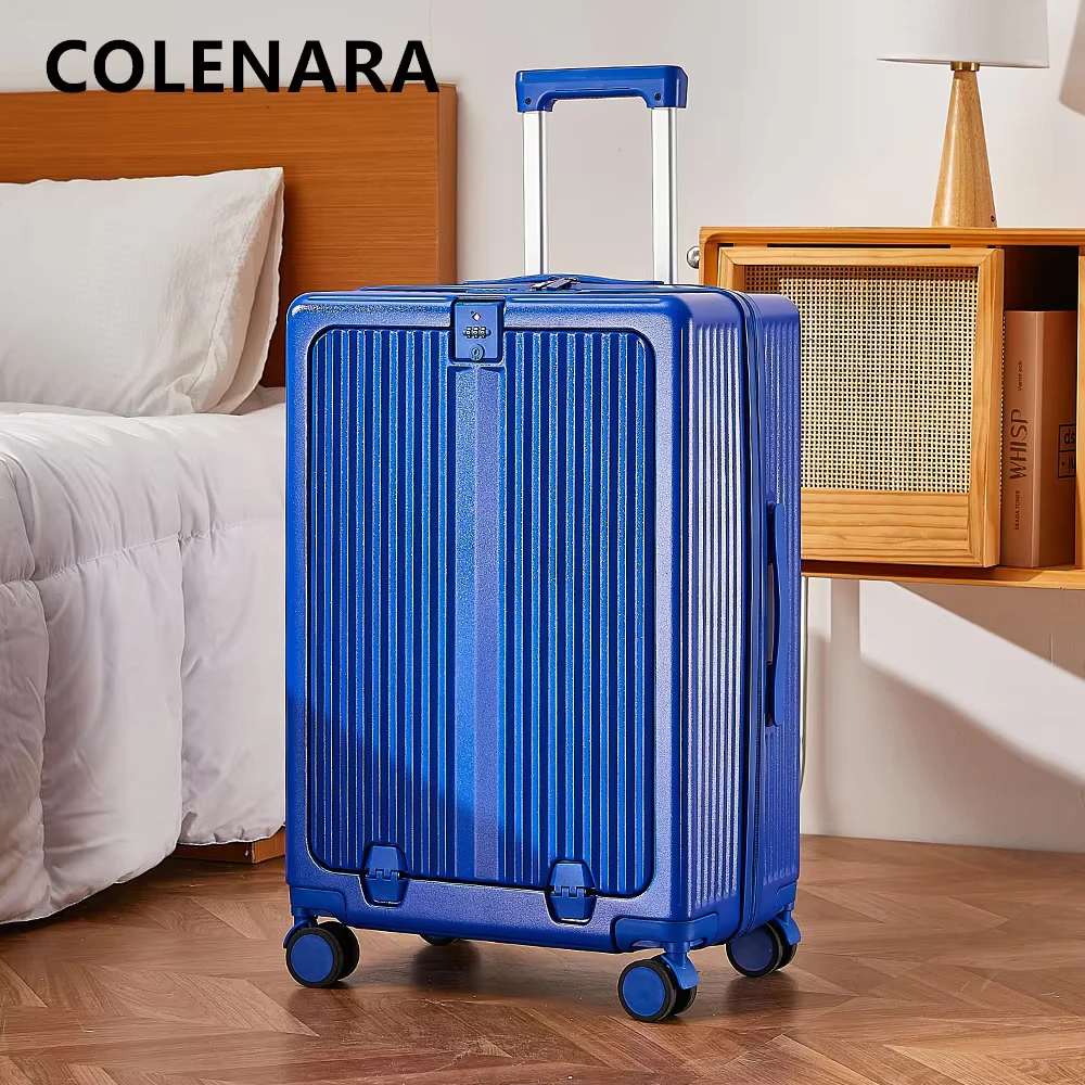 COLENARA 20 "22" 24 "26 Inch Hoge Kwaliteit Bagage Vooropening Laptop Boarding Case USB Opladen trolley Reiskoffer