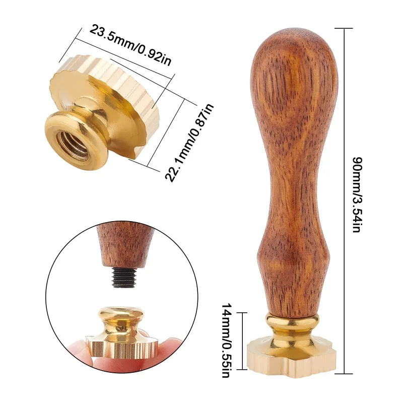 ختم شمع قشرة البحر ، ختم برأس نحاسي قابل للإزالة عتيق مع مقبض خشبي ، صيف المحيط #2