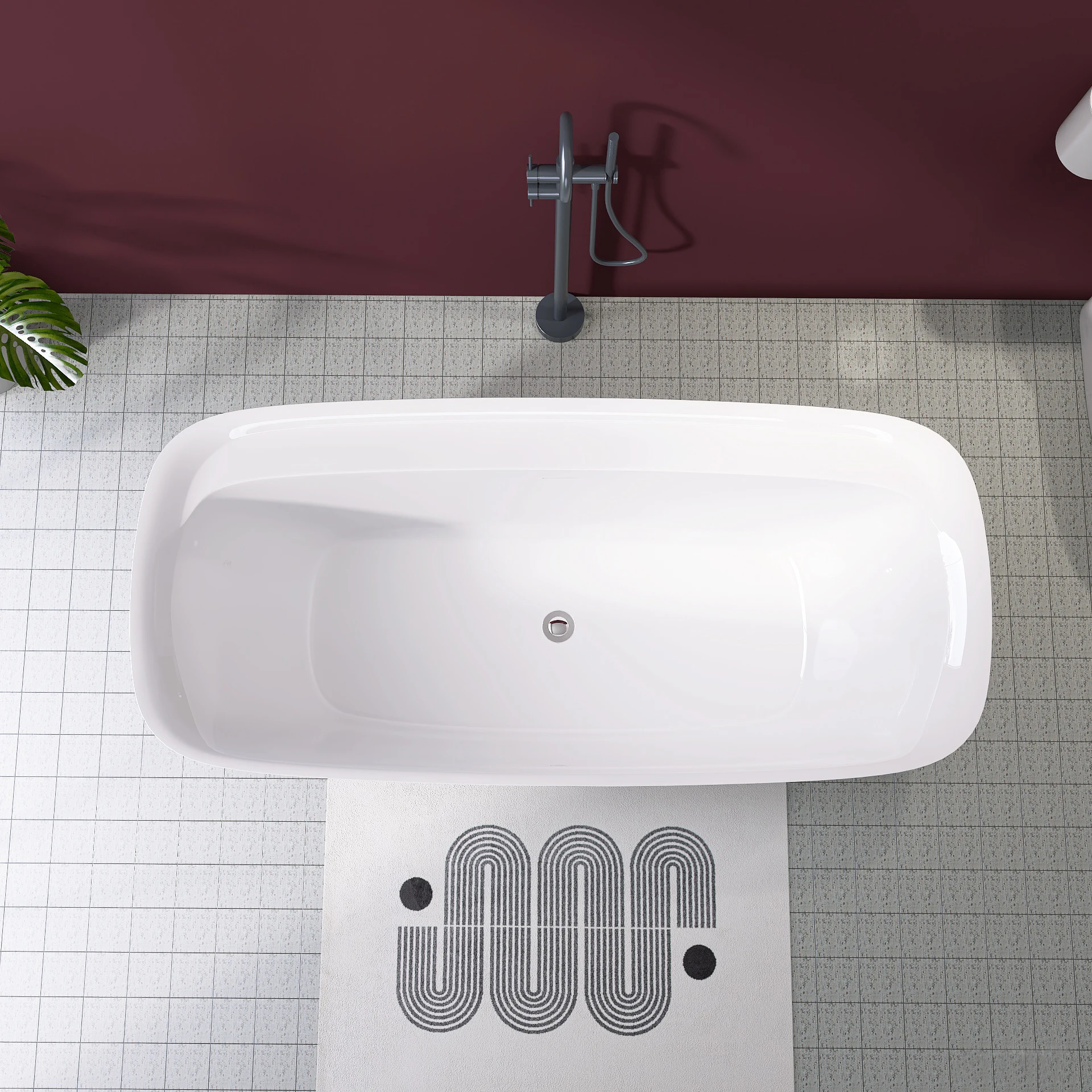 Ajustável Autoportante Acrílico Free Standing Tub, Classic Oval Shape Soaking Tub, Integrado Slotted Overflow, 67"