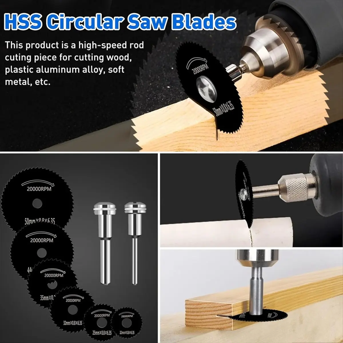 مجموعة عجلات القطع لأداة دوارة، شفرات منشار دائري HSS، أقراص قطع الراتنج، 545 عجلات قطع الماس