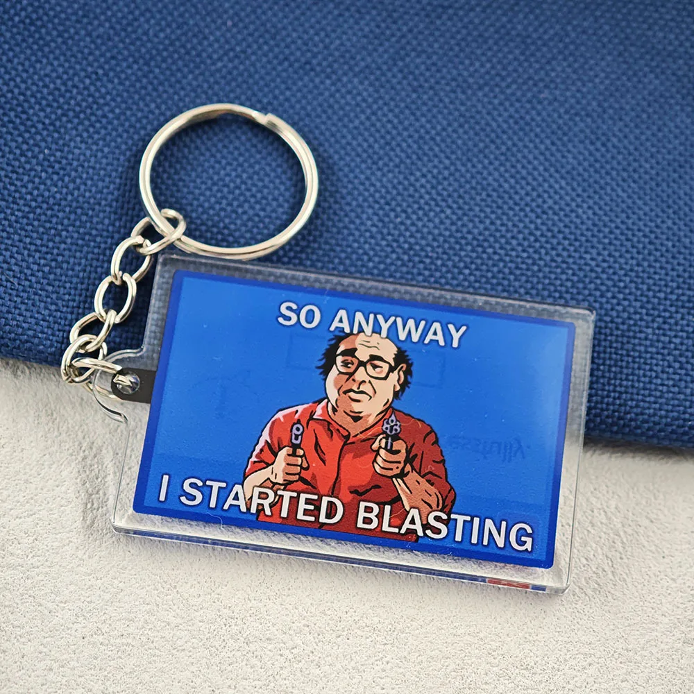 The American TV It's Always Sunny in Philadelphia Keychains Retro Computer Pop Ups Funny Cartoon Character Jewelry Accessory