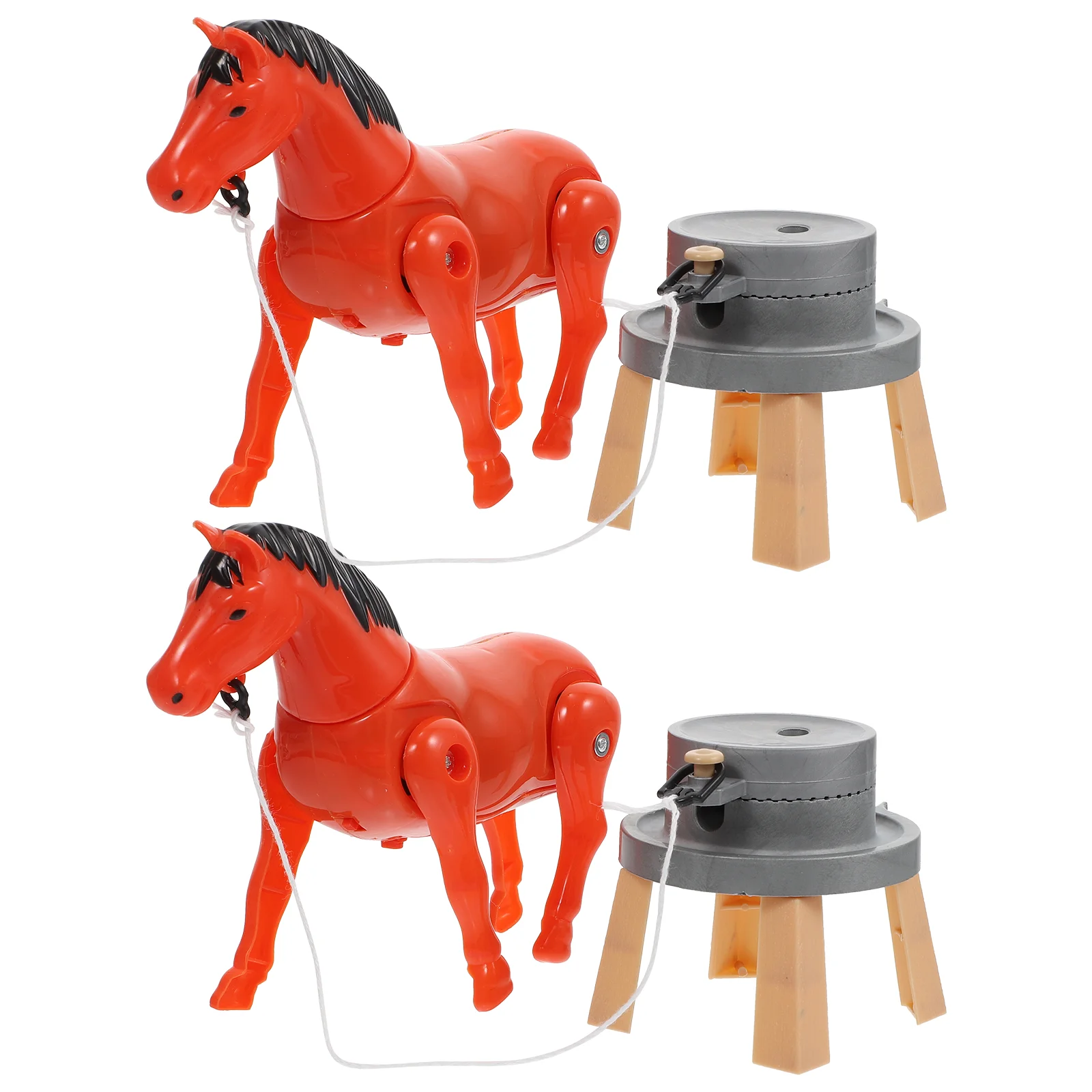 

2 Sets Horse Winding Pile Toy Learning Horse-drawn Mill Plaything Girl Electric Rotating Interactive