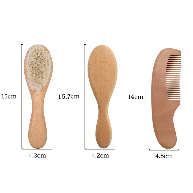 Custom Wooden Baby Hair Brush Children\'s Small Comb Natural Soft Hair Newborn Hair Brush Head Massager Baby Wool Brush