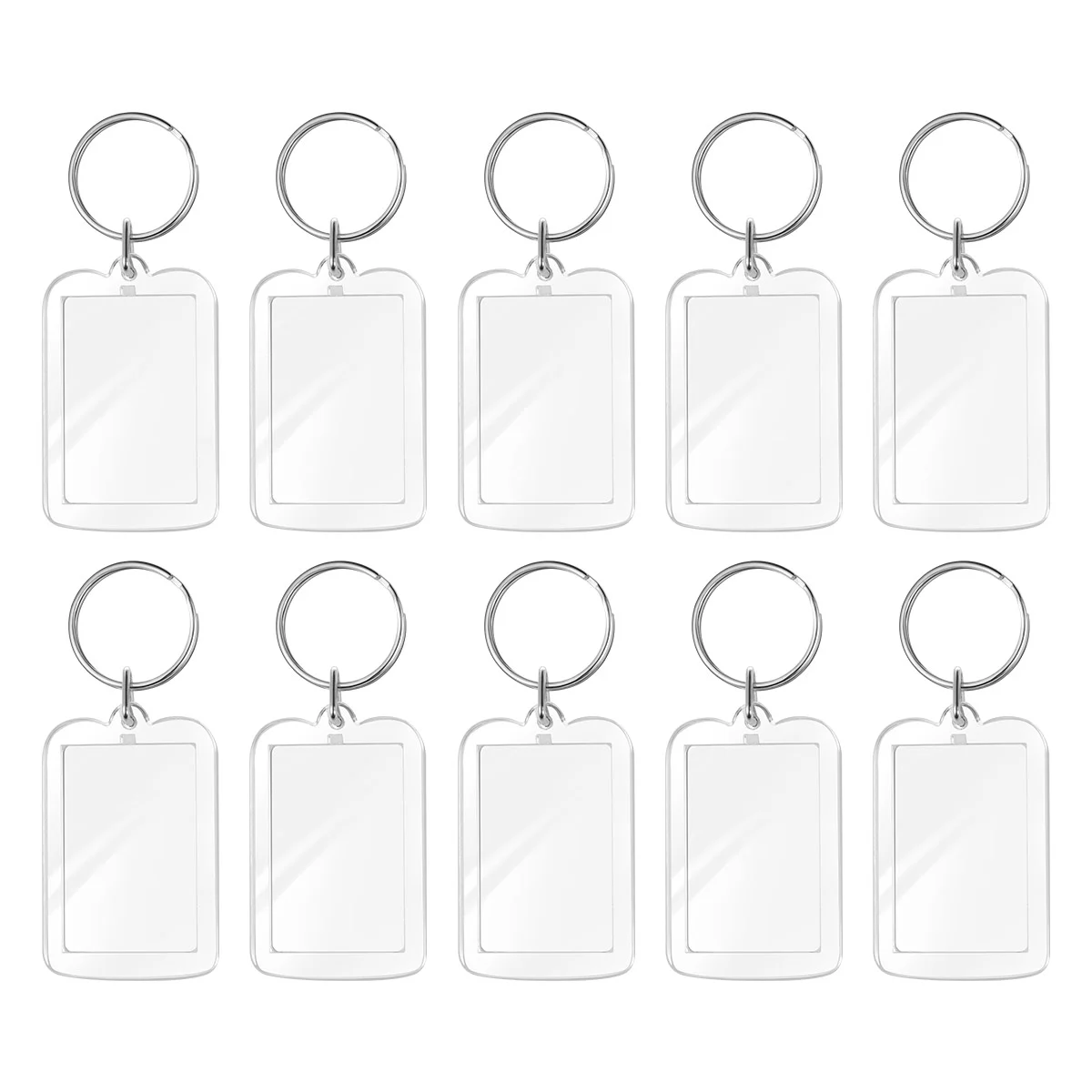 ULTNICE 10pcs Blank Insert Photo Frame Split Ring Keychain Functional Keyring Picture Frame photo frame keyring