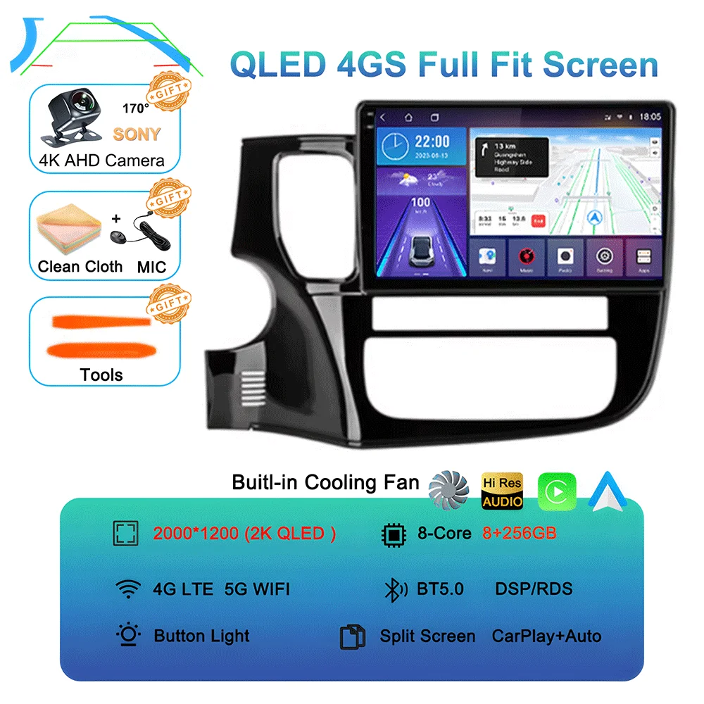 Android 16 Auto Autoradio voor Mitsubishi Outlander XL 3 2012-2018 GPS Navigatie Stereo Multimedia Videospeler Carplay WIFI+4G
