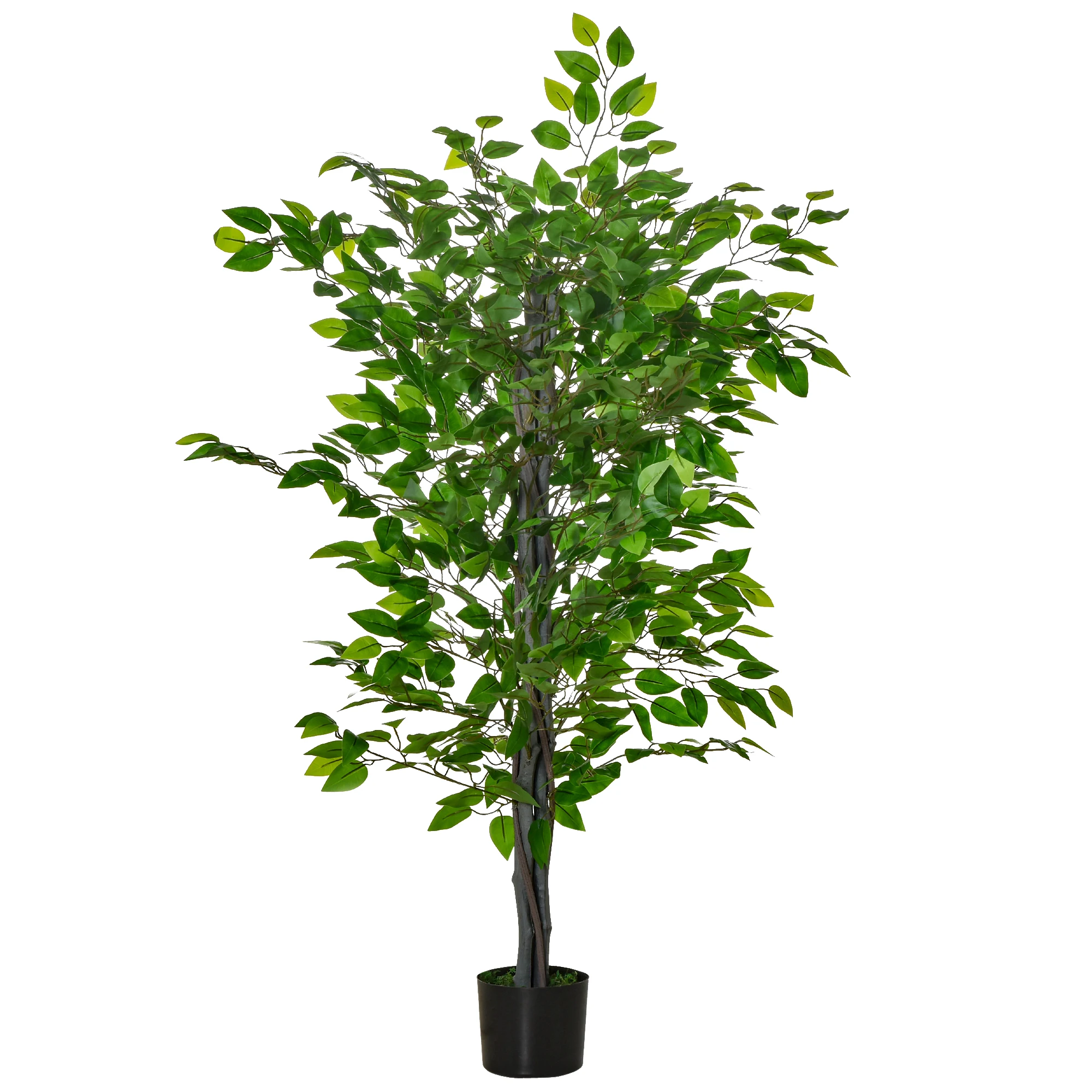 HOMCOM Kunstboom Kunstplant ficus H.1 35 m stam Takken Lichens Lichensbladeren geweldig realistisch Inclusief pot