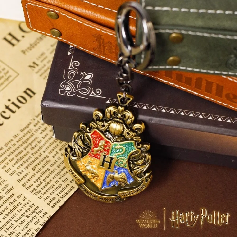 Genuine Harry Potter Hogwarts Embossed Keychains Magic School Hufflepuff Ravenclaw Gryffindor Metal Backpack Hanging Gifts Toys view 4