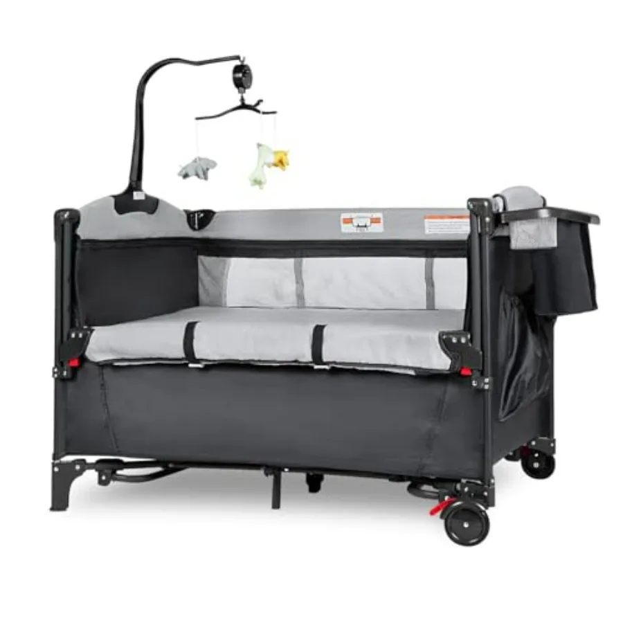 5in1 Pack and Play Baby Bassinet Bedside Sleeper with UShaped Diaper Changer Portable Toddler Playard for Newborn Toddlers Baby