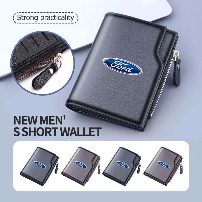 Bolso de mano para hombre, cartera de cuero con cremallera, tarjetero, monedero para Ford Escort KA Flex Everest KA Expedition Falcon Fusion