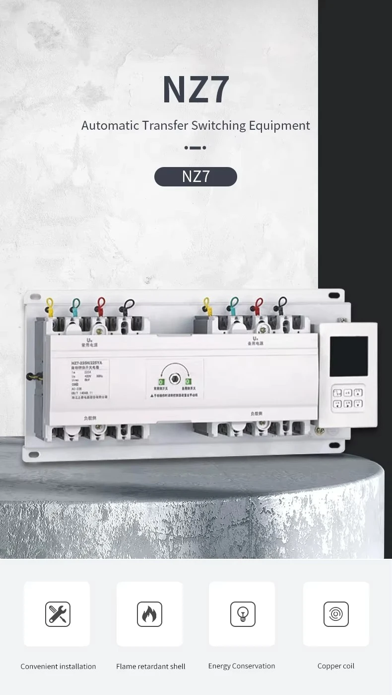 CHINT NZ7 AC400V 10~630A 160A 200A  50Hz 3 Poles  ATS Dual Power Automatic Transfer Switch for Solar Power