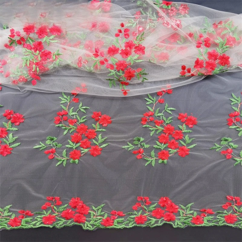Floral Embroidered Lace Fabric,Flower Mesh Tulle Fabric for Sewing Dress,Wedding,Prom,Children Cloth,Black and White by the Yar