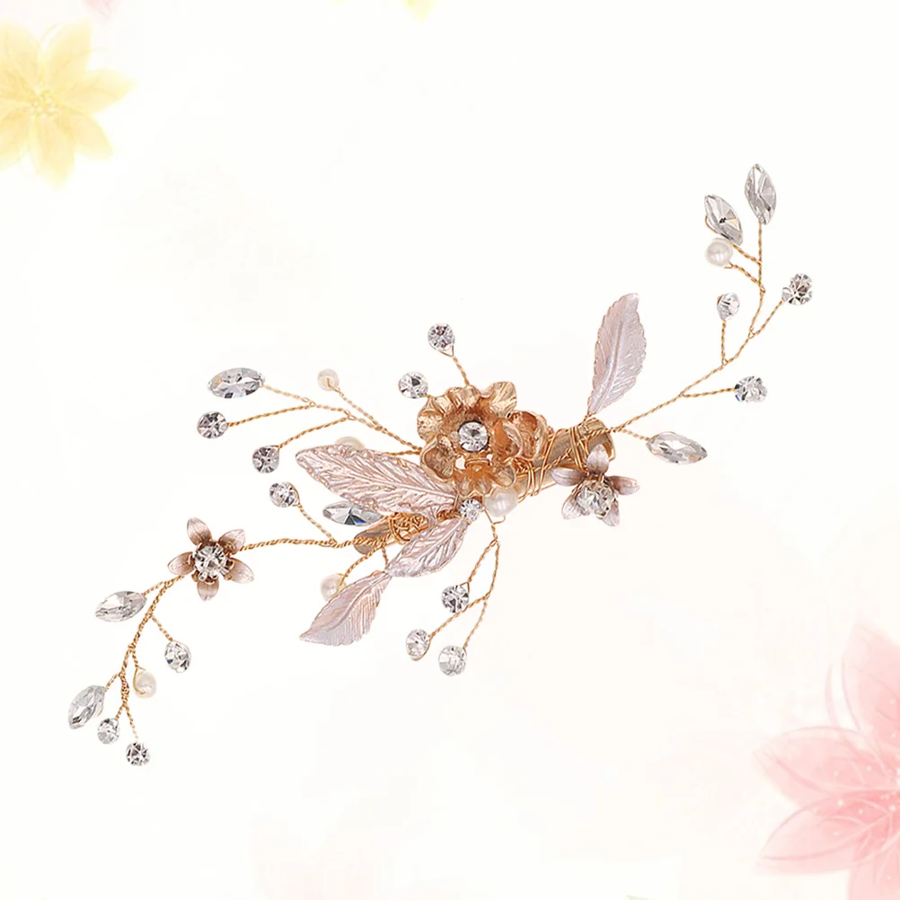 

Elegant Pearl Rhinestone Hair Clip Golden Bridal Barrette Wedding Engagement Party Decor Easy to Wear Outstanding Crowd
