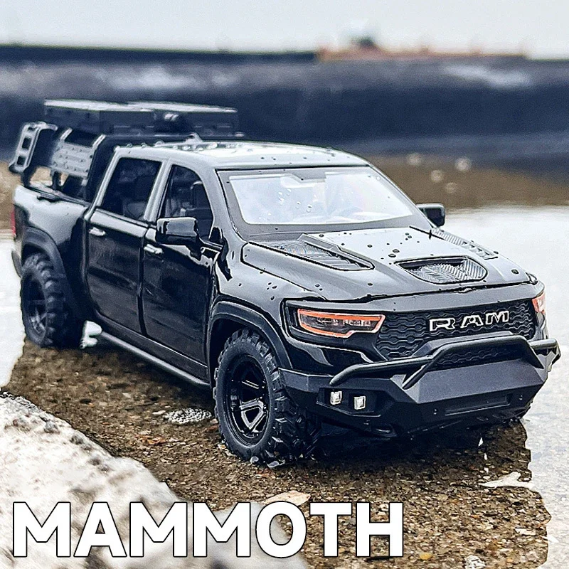 1:32 Dodge RAM 1000 TRX Mammoth Picku Alloy Car Model Dźwięk i światło Odciągnij Zabawka dla dzieci Kolekcje Prezent urodzinowy