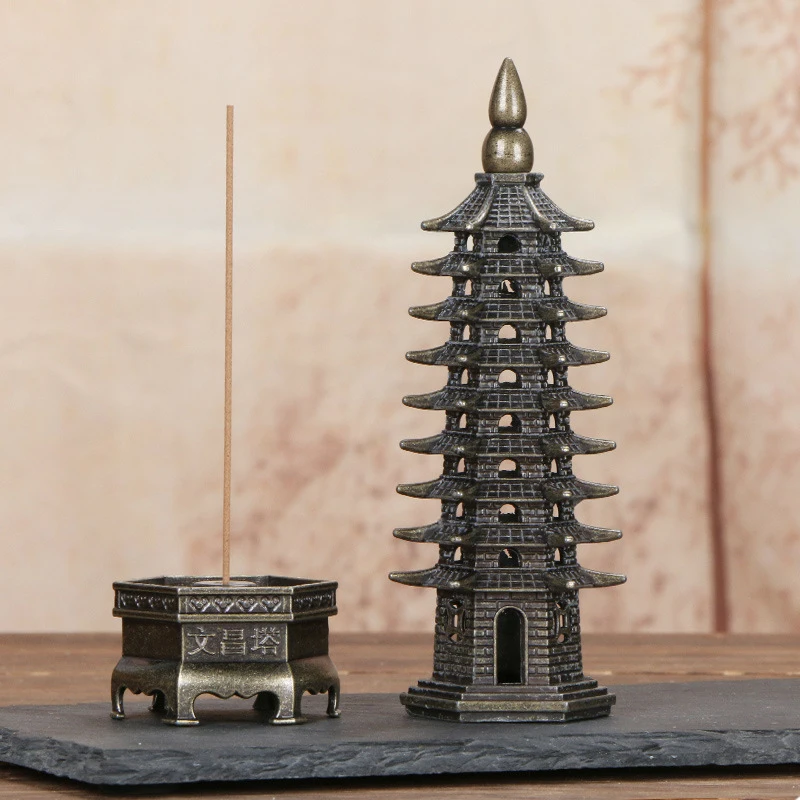 Wenchang Tower Räuchergefäß, Legierung, Pagode, Räuchergefäß, Haushalt, Innenbereich, vertikaler Räucherstäbchenhalter, Heimbüro, Tempelhandwerk