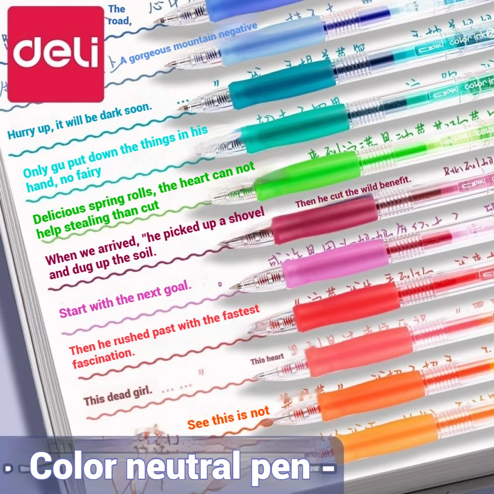 قلم جل ملون للطلاب ، مستلزمات تعليمية مكتبية مميزة ، اضغط على القلم الملون المحايد ، وقلم من حيث الطول ، و 6 من حيث الطول لكل صندوق