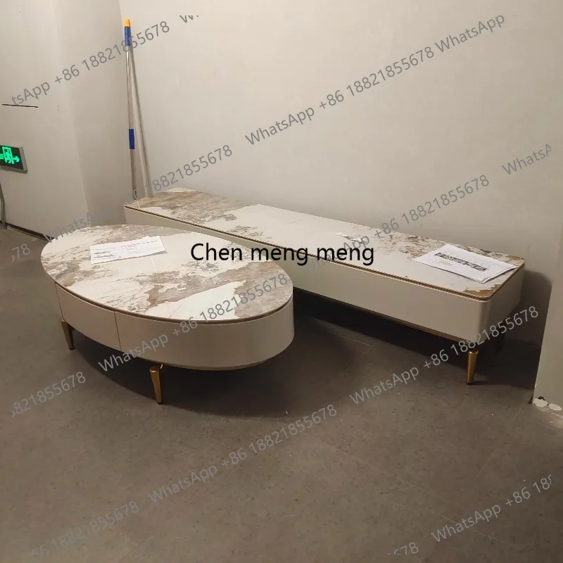 Modern Style High Quality Sintered Stone Square Coffee Table for Home Living Room with Metal Base