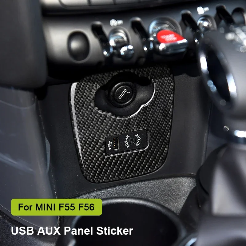 

Углеродное волокно, автомобильная сигарета, USB AUX, консоль, панель, прикуриватель, декоративная наклейка для MINI Cooper JCW F55 F56, аксессуары для стайлинга автомобилей
