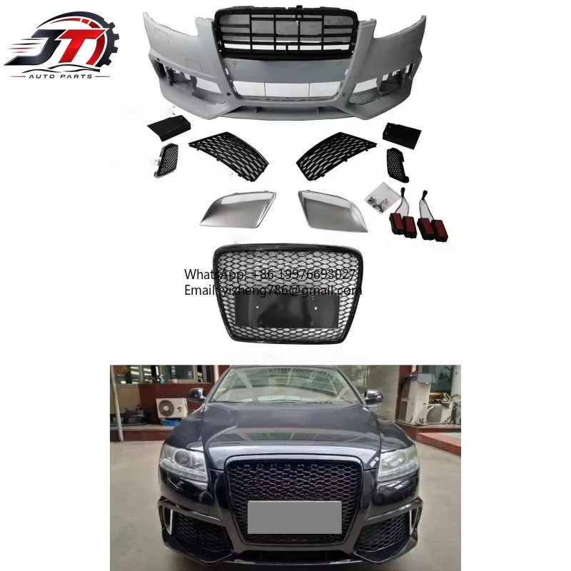 New style Car Body Kit for Audi A6 C6 2005-2011 Facelift Upgrade to RS6 Grill Bumper Body Kit.Front Bumper Surround+Diffuser