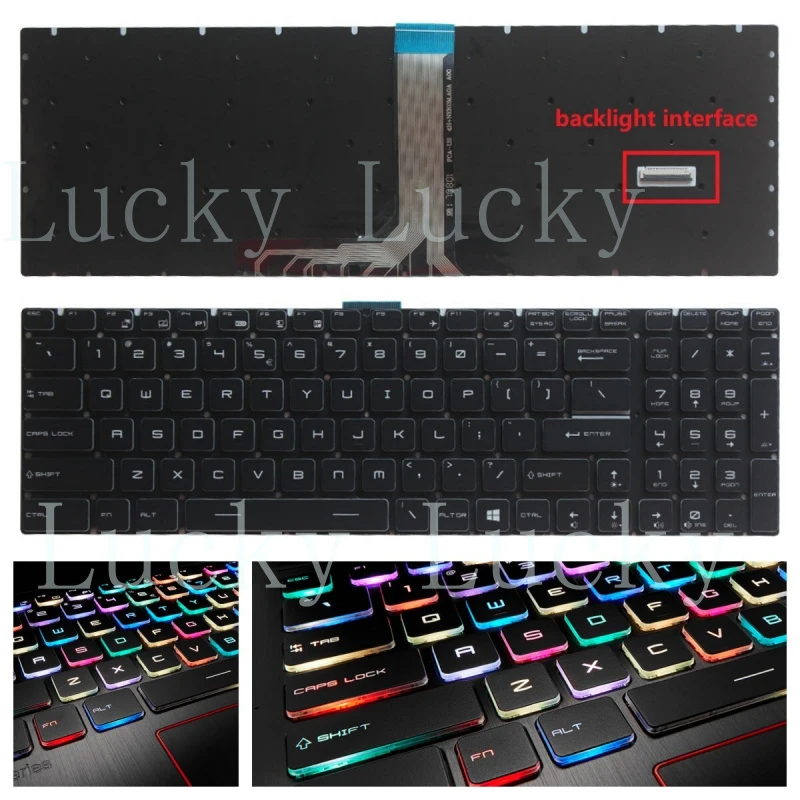 

f New for MSI GX63VR MS-16P1 MS-16P3 MS-17C1 MS-17C3 Per-Key RGB Backlit US Keyboard