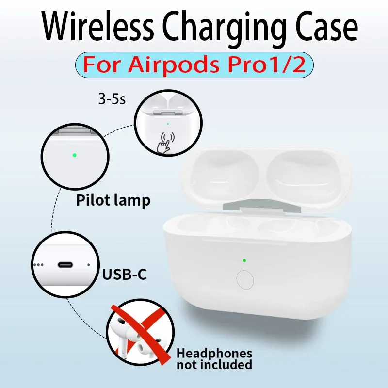 680mAh Battery For Airpods Pro 1st&2nd Generation USB-C Charger Case Replacement Wireless Charging Box Bluetooth Earphone