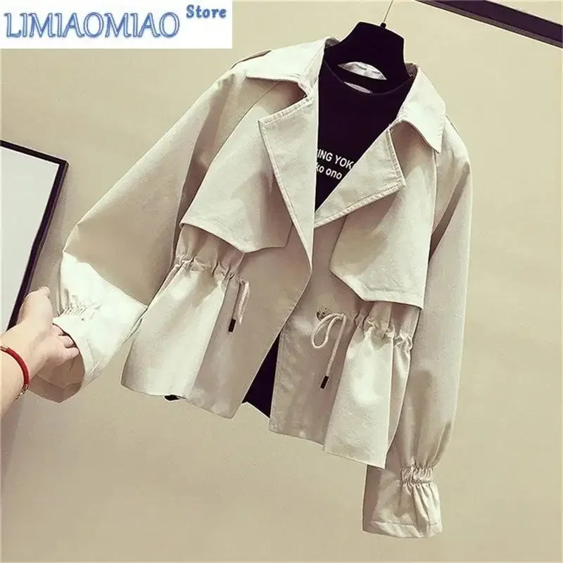 New Women's Short Windbreaker With Lining Coat Spring Snd Autumn Outerwear Korean Loose Student Trench Coat Female Fashion
