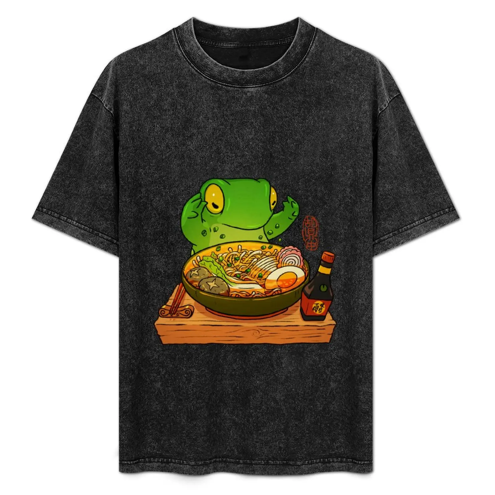 

frog making ramen art T-Shirt customizeds oversized vintage t shirts mens t shirts