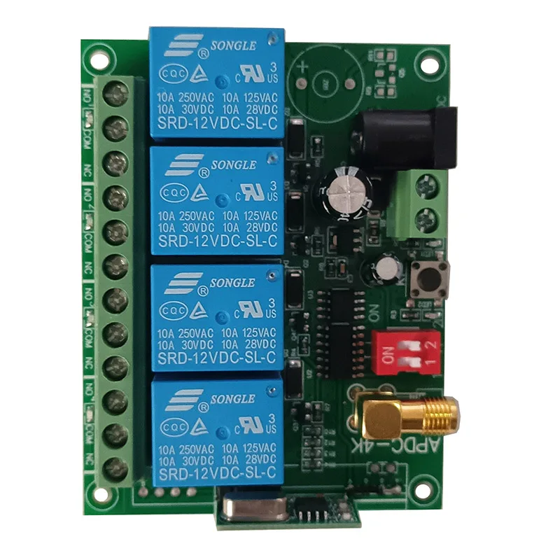 433MHZ Ndustrial DC 12V 24V 4CH RF Wireless Remote Control Switch Radio Receiver With 20-1000M Long Distance Remote controller