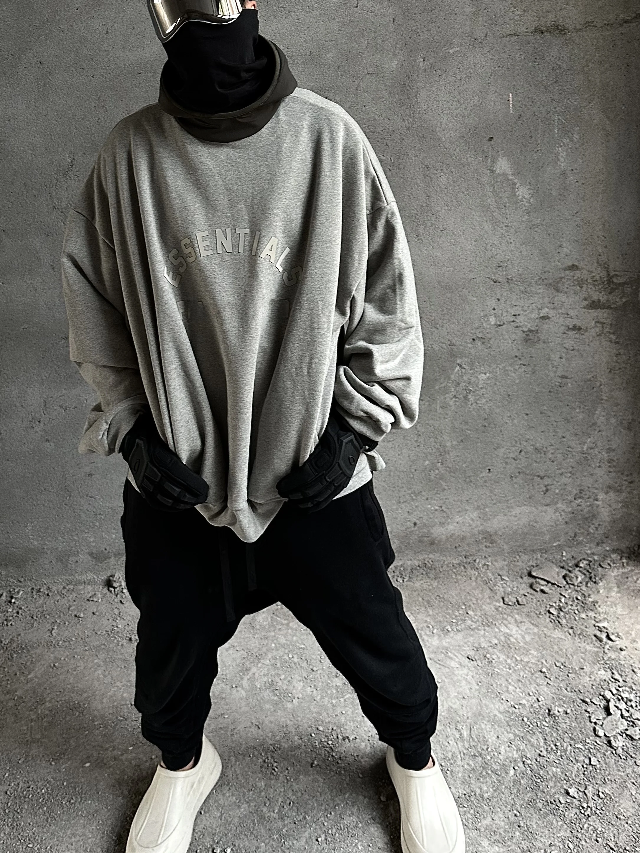 

Худи Fear of God Fog с пэчворком, цветными блоками, на флисовой подкладке, с двойной линией капюшона, современный свободный крой, толстовка