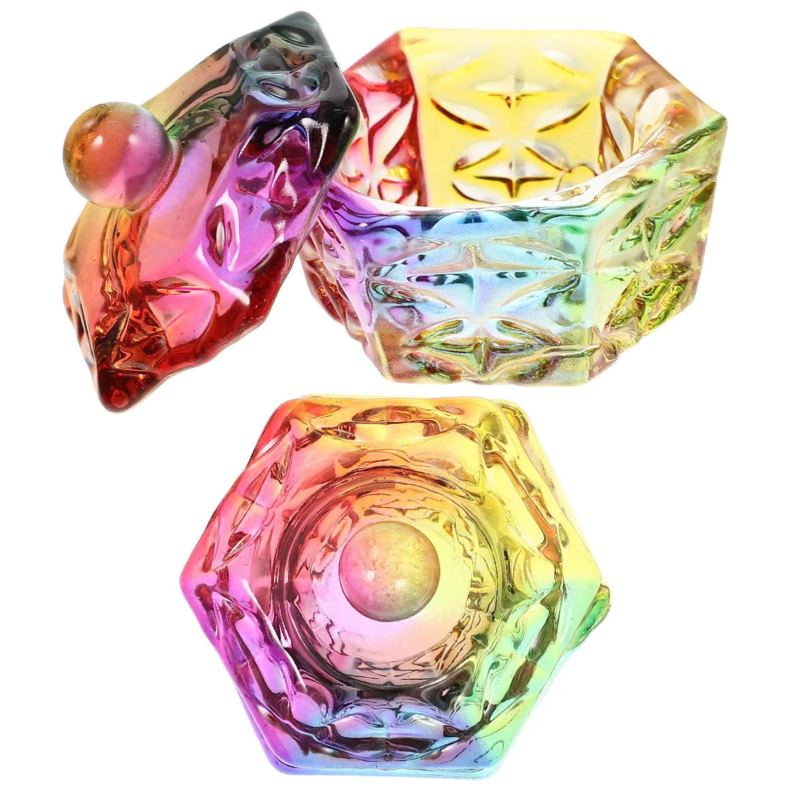 ถ้วยแก้วสำหรับทำเล็บ 2 ชิ้น ถ้วยคริสตัลสำหรับผสมผงอะคริลิค โมโนเมอร์ ถ้วยดัปเพนพร้อมฝาปิด อุปกรณ์ทำความสะอาดเล็บ