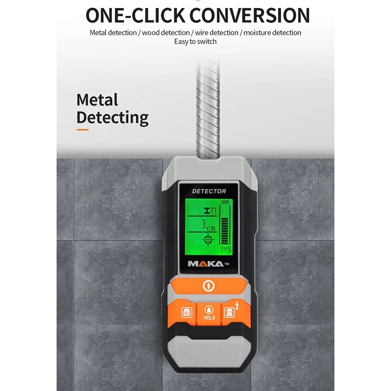 MAKA MKL-D05 다기능 벽 스캐너, 디지털 금속 목재 수분 감지기, AC 전압 케이블 와이어 파인더, 4 in 1