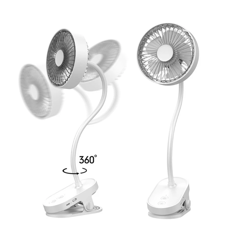 Clip Fan Mini Portable Night Light Fan Desk Fan 360 Rotaion USB Rechargeable Electric Fans for Outdoor Dropship
