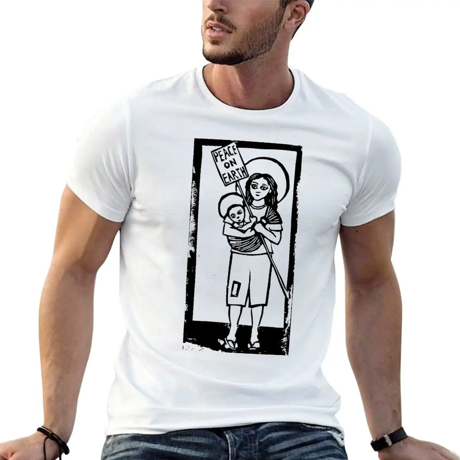 

funny graphic shirt t and man T-Shirt Mary shirts t Jesus graphic shirt for Linocut Image man man t plain