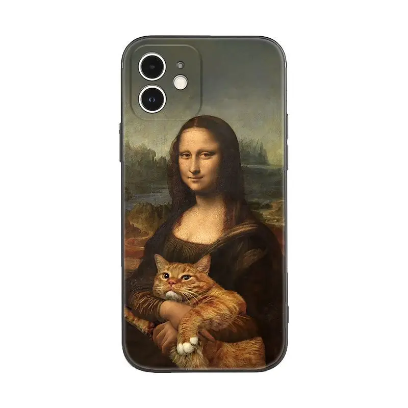

Kitty Famous Painting Cat Phone Case For iPhone 16 15 11 12 14 13 Pro Max Mini X XSMax XR 7 8 Plus SE4 16e Cute Silica Covers