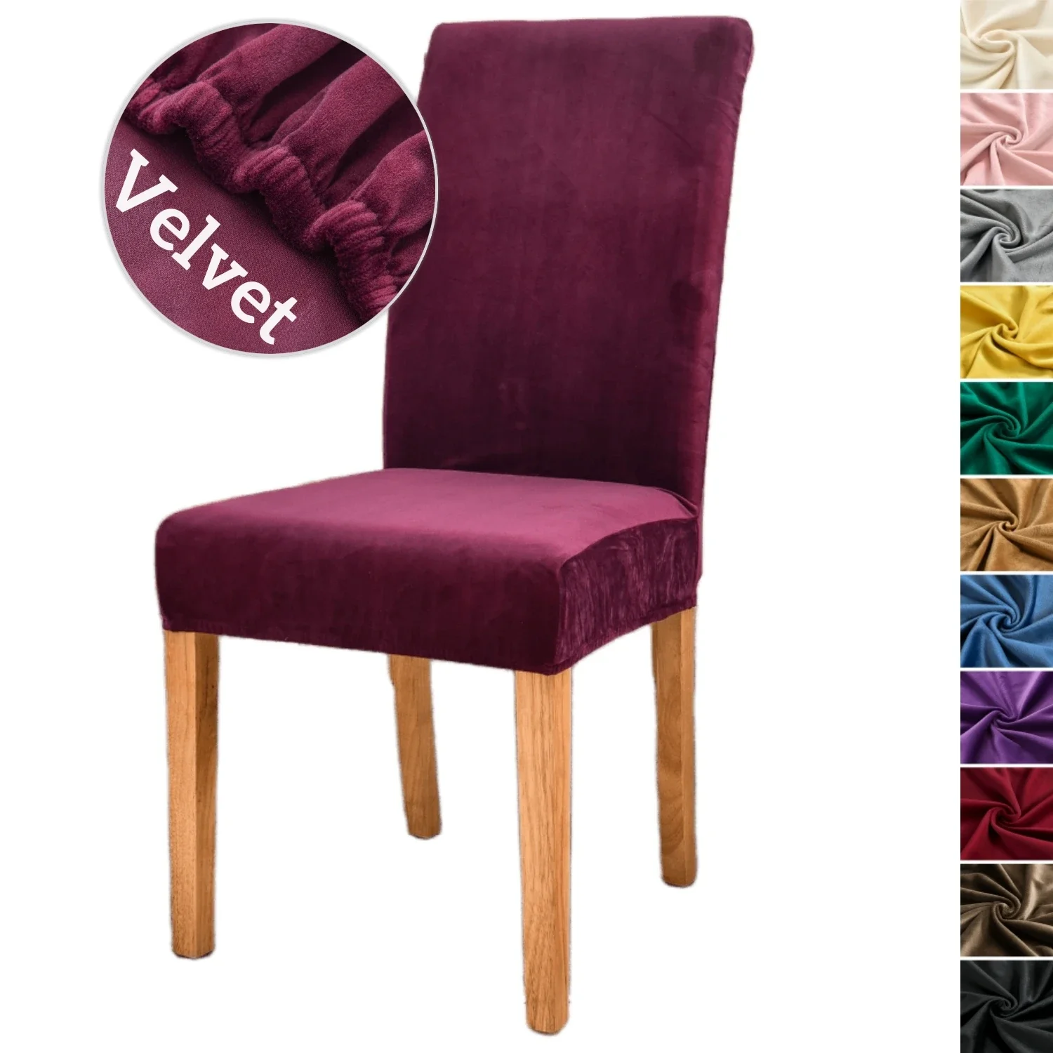 Premium Velvet Dining Room Chair Covers Seat Slipcover Stretch Thick Dining Chair Cover Protector Soft Wedding Party Decor