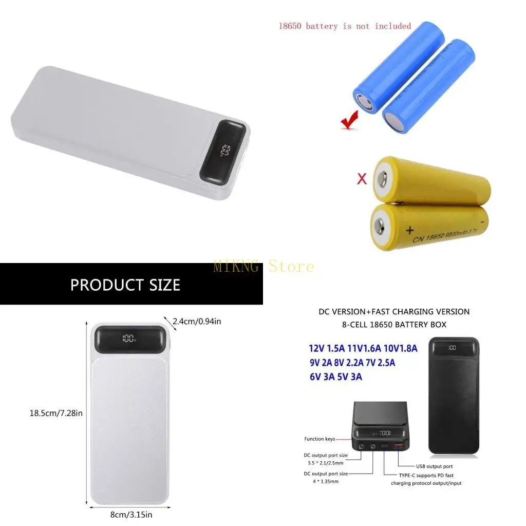

Чехол Power Case 8x18650, держатель аккумулятора для зарядки мобильного телефона, коробка быстрой зарядки, лучшая распродажа