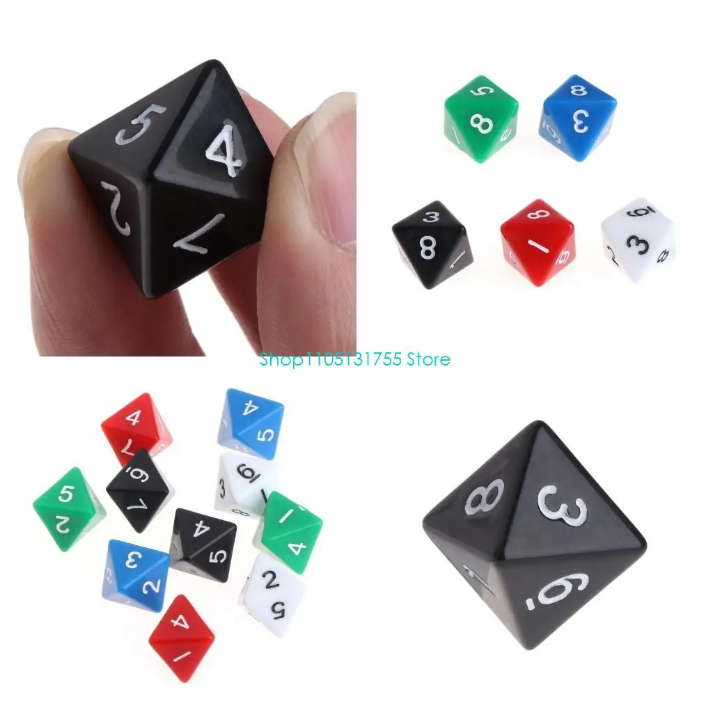 

K0EF 10Pcs D8 Multi-faceted Acrylic Digital for Club Party Family Game Accessory