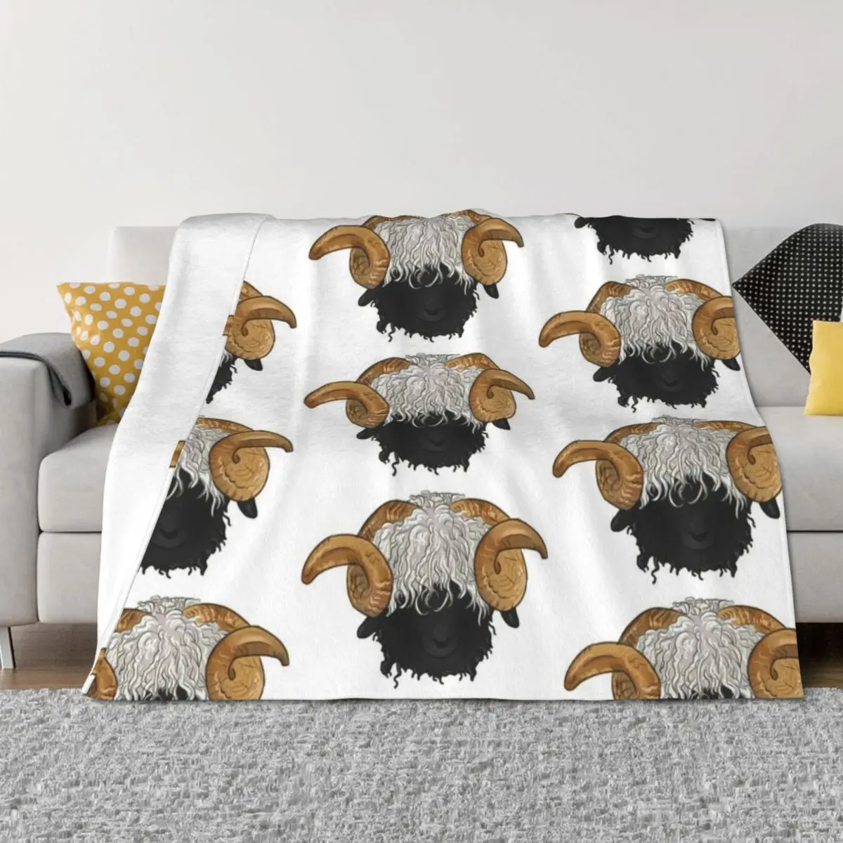 Valais Blacknose الأغنام رمي بطانية البطانيات والبطانيات لبطانيات السرير والرمي مصمم فاخر
