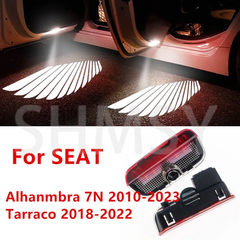 2Pcs LED Car Door Ghost Shadow Projector Lights Courtesy Lamp Accessories For Seat Alhanmbra 7N 2010-2023 Tarraco 2018-2022