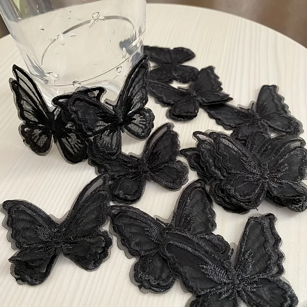 12 PCS Butterfly Lace DIY Craft Butterfly Decorative Applique Patches