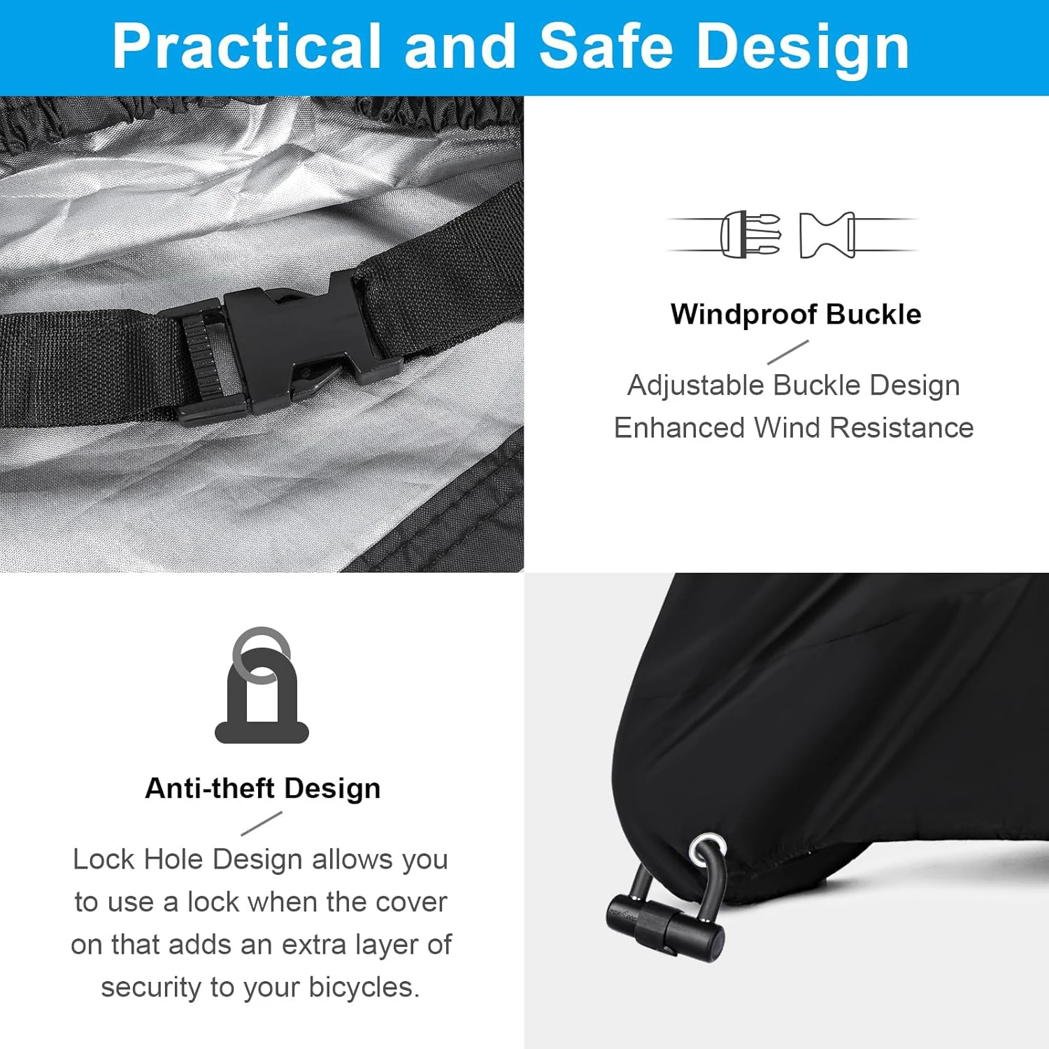 Велосипедный дождевик Водонепроницаемая защита от солнца — всепогодная защита от пыли и ветра с замком, подходит для горного/MTB шоссейного велосипеда для грязи